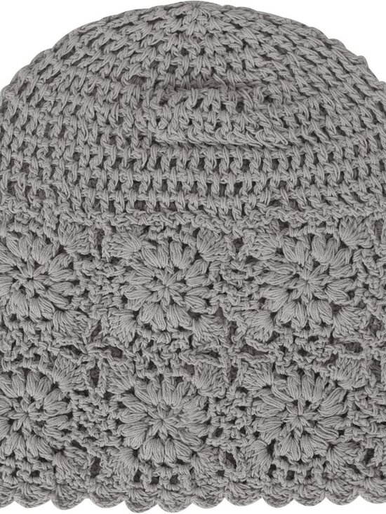 Women\'s Cotton Crochet Slouchy Beanie Hat Knit Summer Skull Cap Solid Grey